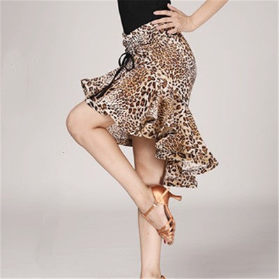 Latin Dance Clothes Practice Clothes Leopard Print Skirt